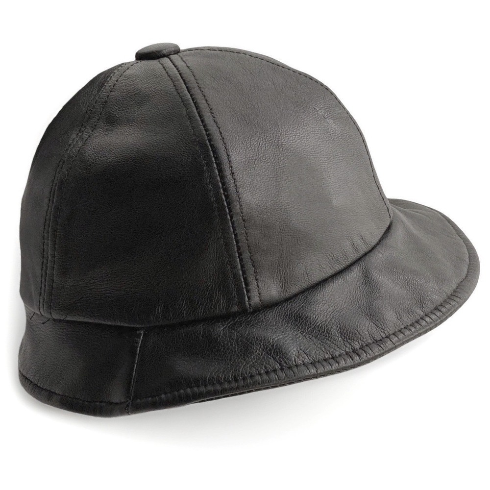 Genuine Lambskin Leather Newsboy Cap 8 Panel Made Medium Black Mens Driver Hat 8